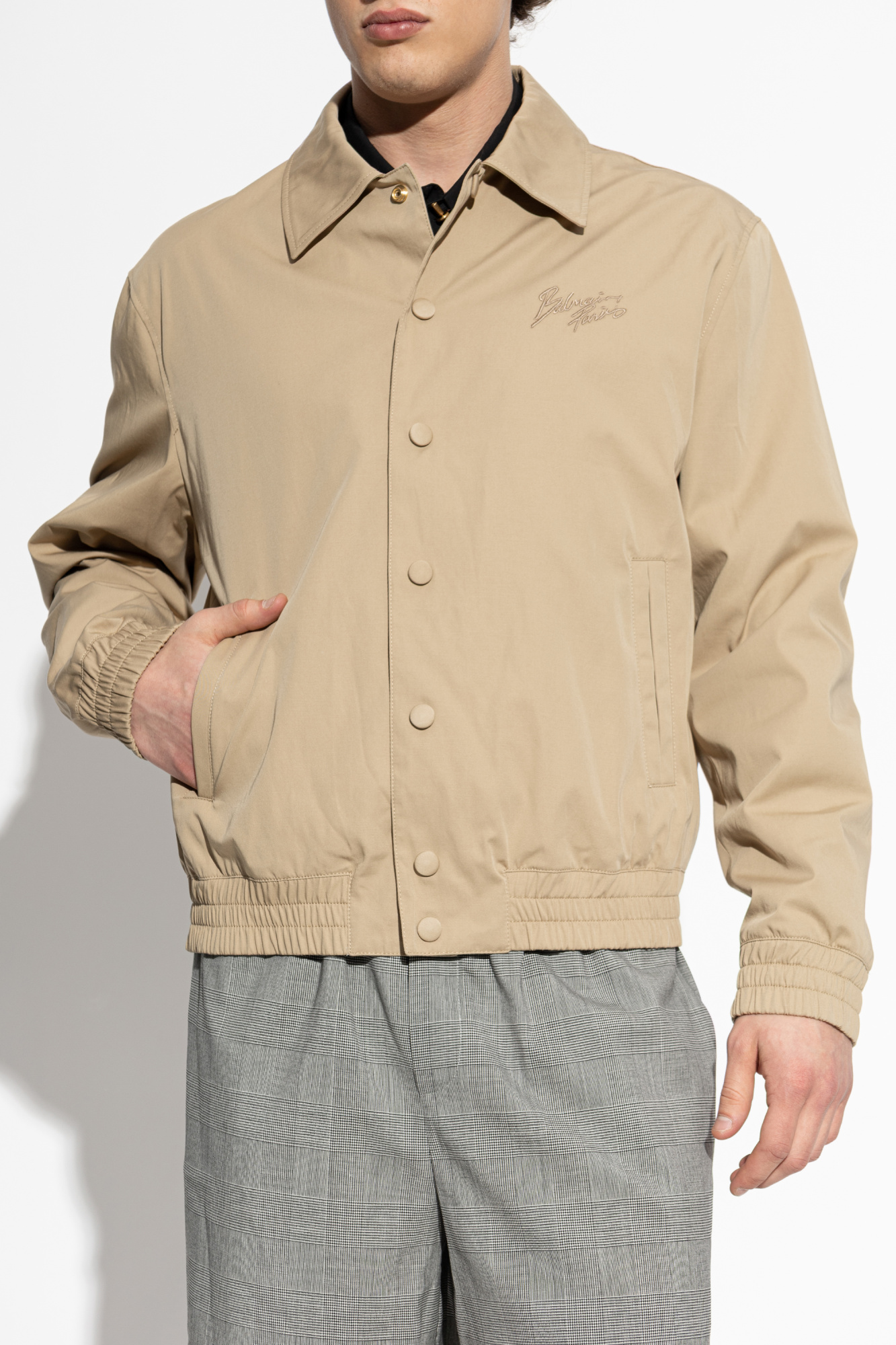 Beige Jacket with embroidered logo Balmain - Vitkac Slovakia